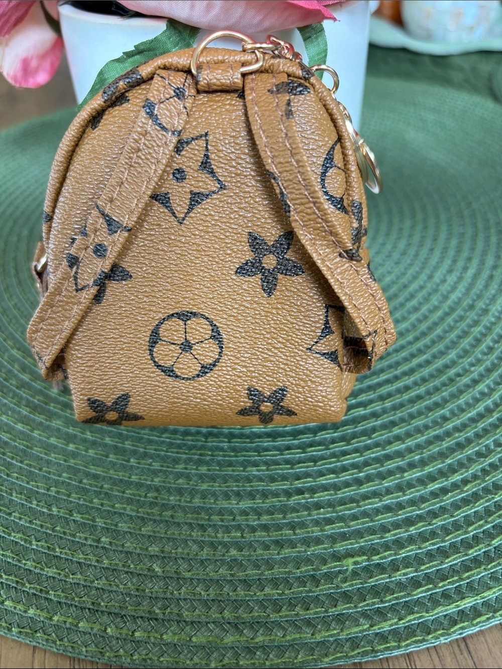 Monogram Blooming Flowers Bag Charm,Mini Pouch, Key Chain Holder, IPod ,Ear Buds - Picture 4 of 5